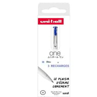 Roller encre gel uni ball one 0.7mm + 3 recharges bleu