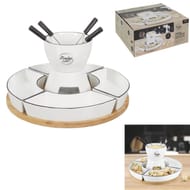 Fondue coffret support bambou coupelles x4