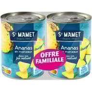 St mamet ananas en morceaux au jus sans sucre ajoutes 3/4 lot de 2 offre familiale