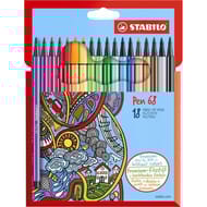 Stabilo - Etui carton 18 feutres pen 68 - pack scolaire