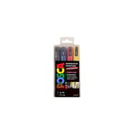 4 Posca pointe fine noir - bleu foncé - jaune - rouge