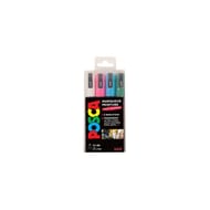 4 posca pointe fine blanc - rose - bleu clair - vert fonce