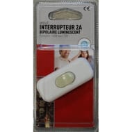 Prodelect interrupteur 2a bipolaire luminescent blanc