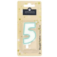 Bougie chiffre pailletté avec pied N°5