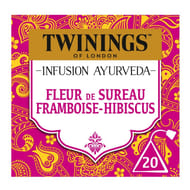 Twinings infusion ayurveda fleur de sureau framboise hibuscusx20 36g