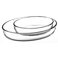 Lot de 2 plats à four ovale en verre mirabelle 26 et 35cm