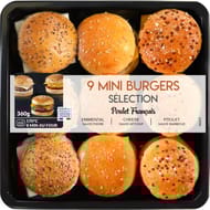 Assortiment de 9 mini burgers sélection 360g