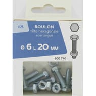 8 boulon tête hexagonale acier zingué 6.0x20mm