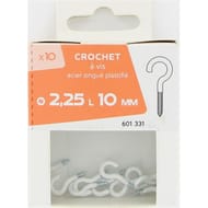 10 crochet à vis plastifie 2,25x10mm