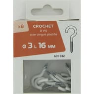 8 crochet à vis plastifie 3x16mm