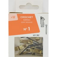 12 crochets tableau acier laitonné n°1