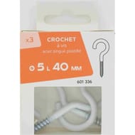 3 crochet à vis plastifié D.5.0x40 mm