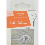 5 crochet à vis plasttifiè D.4.0x30mm