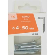 10 gond à vis acier zingué  D.4x50mm