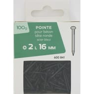 Pointe béton tête ronde acier bleui 2.0x16mm 100 gr
