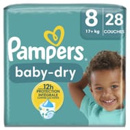 Pampers baby-dry taille 8 couches 17kg+ x28