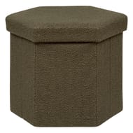 Pouf pliable hexagonal bouclette "jaiko" kaki
