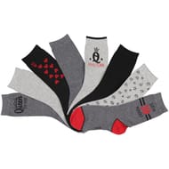 Lot de 8 paires de mi chaussettes fantaisies QUEEN NOIR/GRIS 37\41