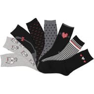 Lot de 8 paires de mi chaussettes fantaisies NOIR/GRIS/ROSE CHAT MEOW 37\41