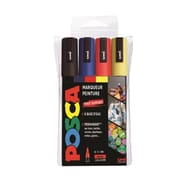 4 posca pointe moyenne noir, jaune, bleu foncé, rouge