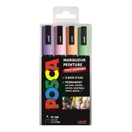 Posca 4 marqueurs pointe moyenne lilas, rose clair, rose saumon & vert clair