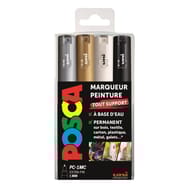 4 posca pointe extra fini or argent blanc noir