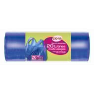 Cora sacs poubelle x20 à poignées / bretelles 20l