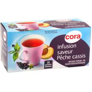 Cora infusion saveur pêche cassis 25 sachets fraîcheur 35g