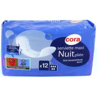 Cora serviette maxi nuit x 12