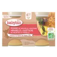 Babybio pot mirabelle pomme bio - sans gluten 4 mois 2x130g
