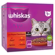 Whiskas pâtée pour chat sachets fraîcheur repas classiques en sauce 24x85g