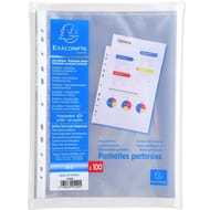 Exacompta 100 pochettes perforées lisse incolore a4