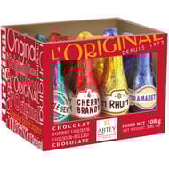 Abtey casier 12 bouteilles chocolats noirs liqueurs assortis 108g