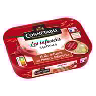 Connetable sardines 1/6 à l'huile infusee au piment jalapeno 115g