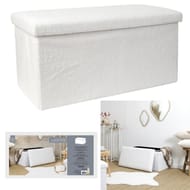 Coffre banc pliable bouclette blanc