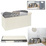 Coffre banc pliable patchwork gris