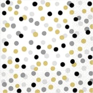 Mesa bella serviettes 33x33 cm dots confettis or/noir/argent fond blanc x20