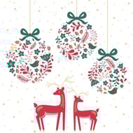 20 serviettes 33x33cm boules de sapin folk