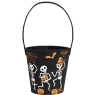 Panier en feutrine funny skeleton 14x14x15