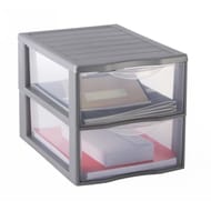 Sundis mini tour de rangement orgamix A4 2 tiroirs argent