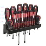 Rack de 18 tournevis bimatière avec support mural
