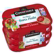 Connétable lot 3 1/6 sardines peche responsable sauce tomate et basilic sans huile 345g