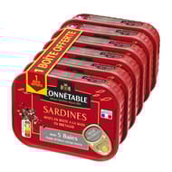 Connetable lot 5 1/5 sardines à l'huile d'olive vierge extra aux 5 baies 135 g + 1