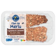 Assiette bleue filet de merlu MSC panure graines x2 240g