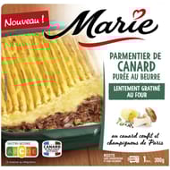 Marie parmentier de confit de canard, purée au beurre au canard confit et champignons 300g