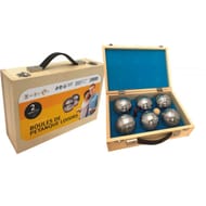 Jeu de 6 boules de pétanques loisir coffret bois
