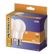 Attralux led standard 60w b22 depolie blanc chaud boite de 2 186g