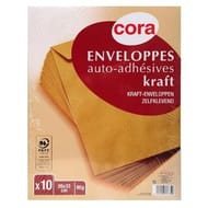 Cora 10 enveloppes kraft pefc auto adhésives 26x33 cm 90 grammes sous film