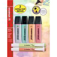 4 surligneurs stabilo boss original pastel série 2 + 2 swing cool