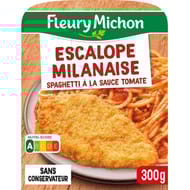 Fleury Michon escalope milanaise et spaghettis sauce tomate basilic 300g